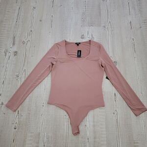Express Mauve Long Sleeve Scoop Neck Bodysuit